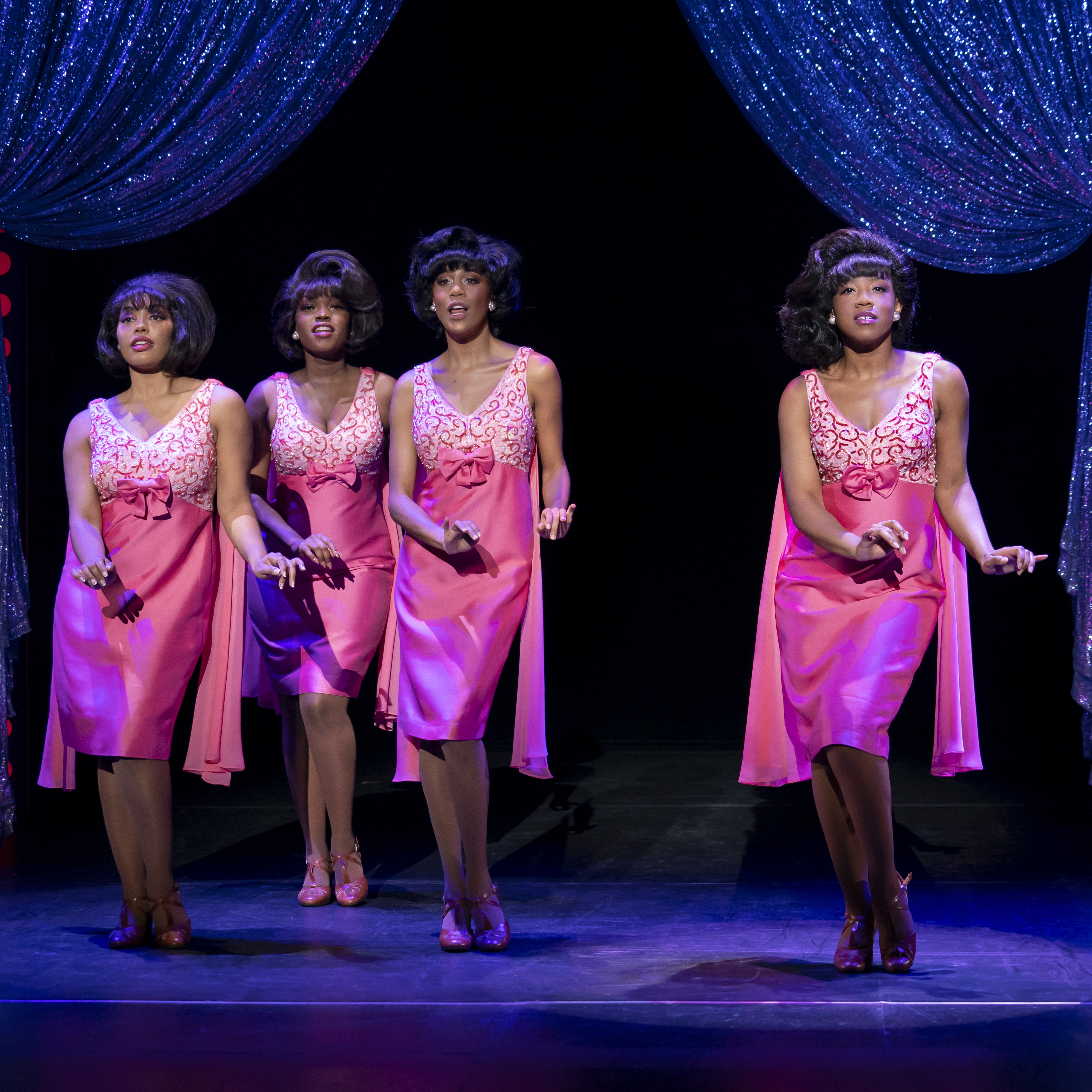 Photos by Joan Marcus. The Shirelles. (l to r) Nazarria Workman, Nya, Hailee Kaleem Wright and Antoinette Comer