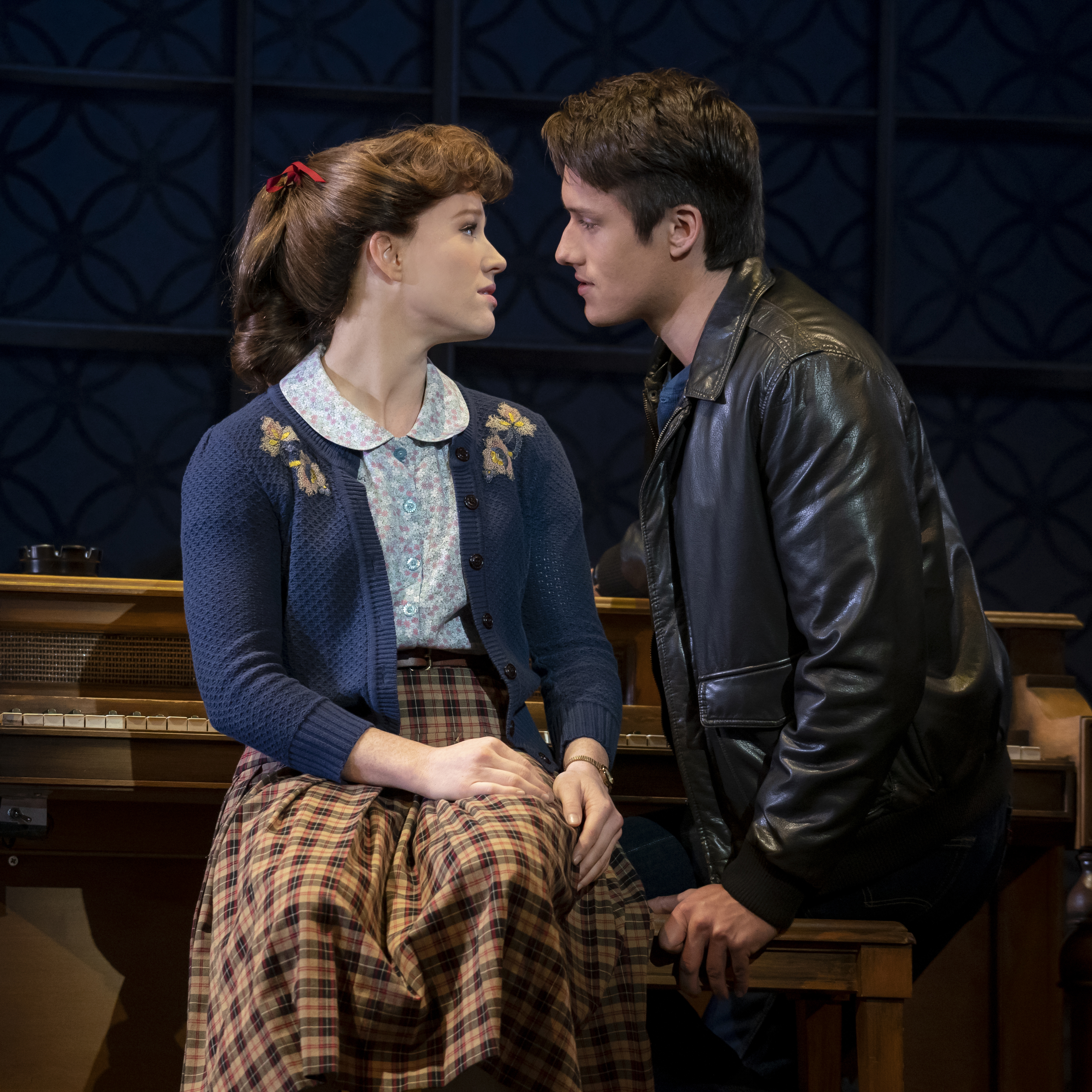 Photos by Joan Marcus.Queens College. Kennedy Caughell (“Carole King”) and James D. Gish (“Gerry Goffin”)