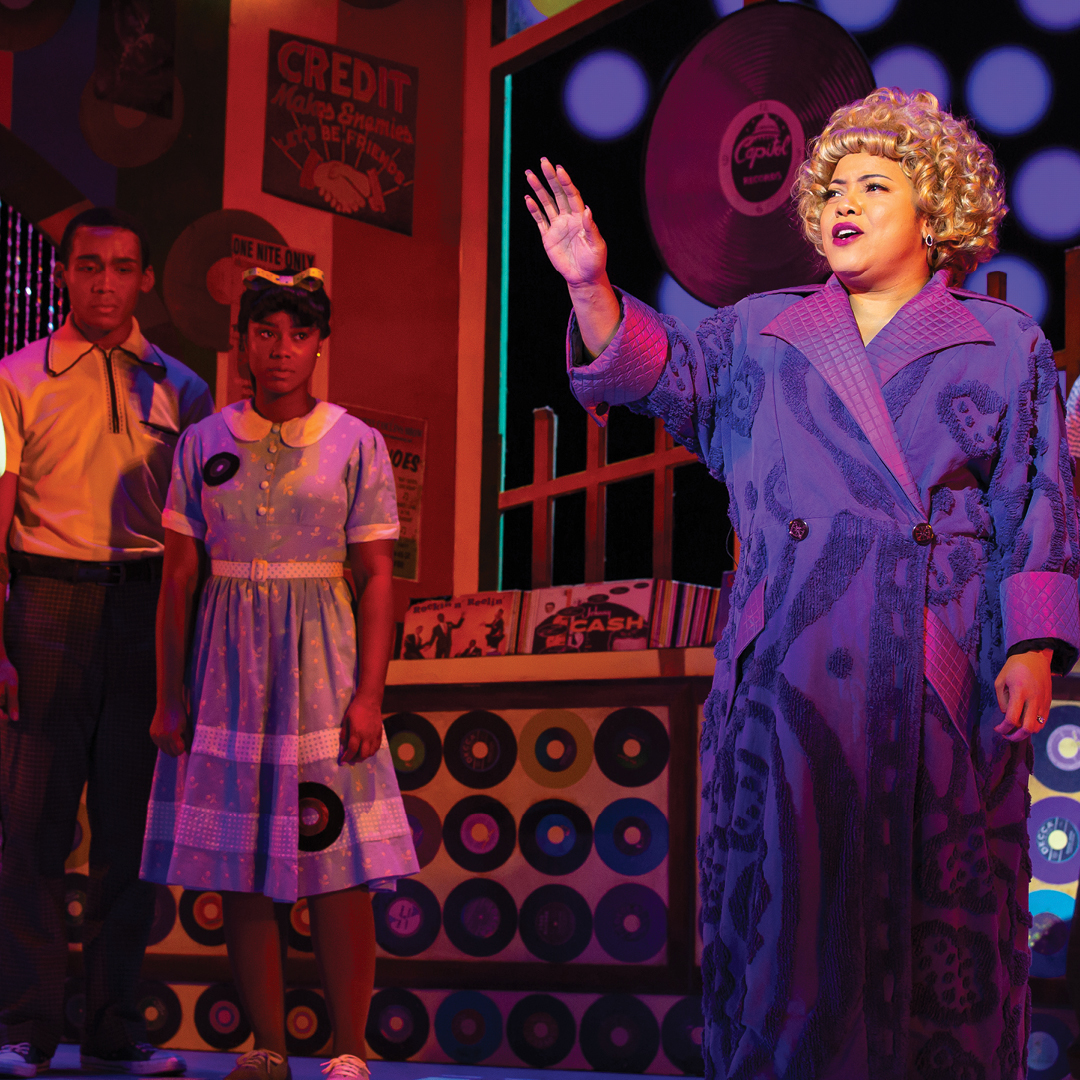 03	“I Know Where I’ve Been” – Toneisha Harris as “Motormouth Maybelle” and company in Hairspray. Photo: Jeremy Daniel.
