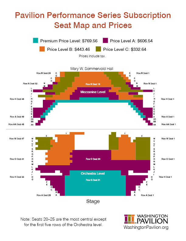 2024-25 Pavilion Performance Series Seat Map and Pricing