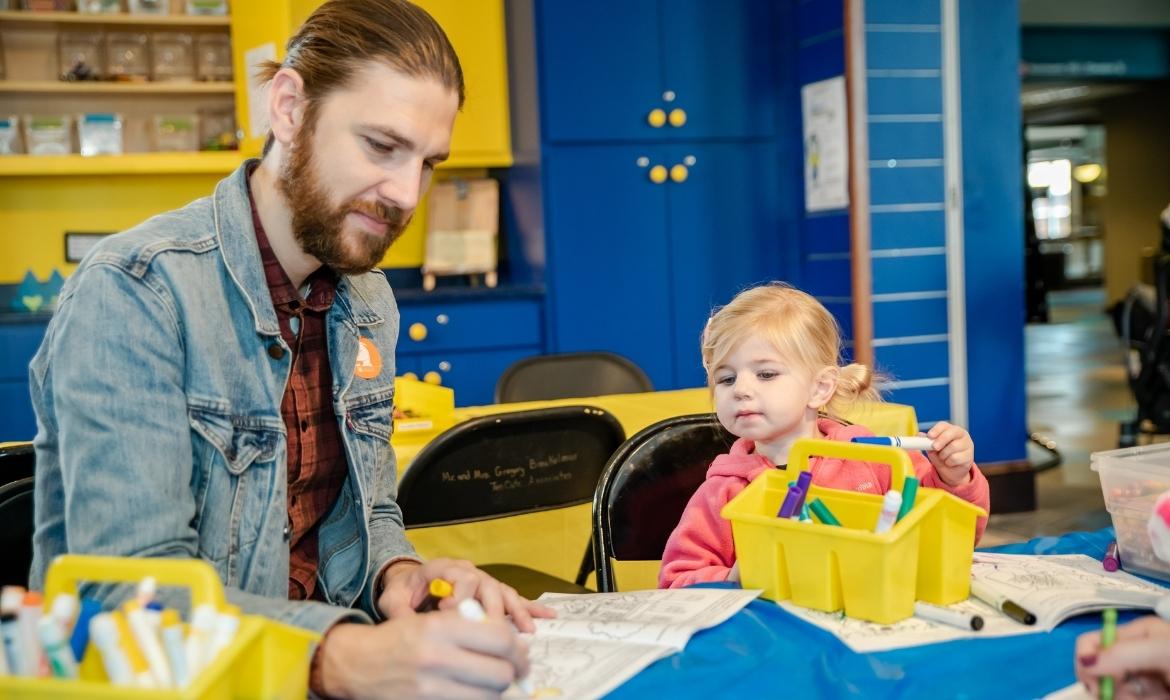 Dad and Daughter In Jack's Imagination Lab