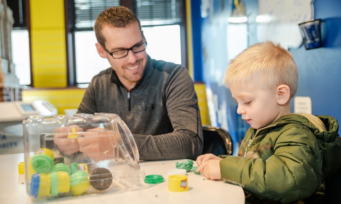 Dad and Son in Jack's Imagination Lab
